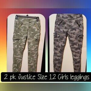 2 pk Girls Justice army camo leggings Size 12